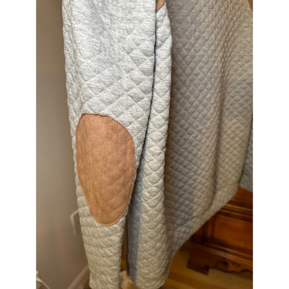 Grey 12PM by Mon Ami Gray sweater Quilted Elbow Patch Sweatshirt Women's Size M - Picture 6 of 6